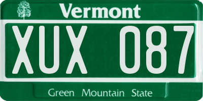 VT license plate XUX087