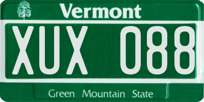 VT license plate XUX088