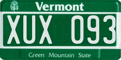 VT license plate XUX093