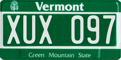 VT license plate XUX097