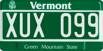 VT license plate XUX099