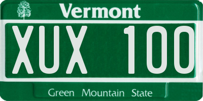 VT license plate XUX100