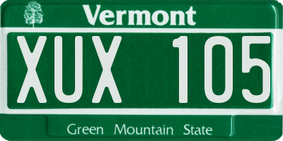 VT license plate XUX105
