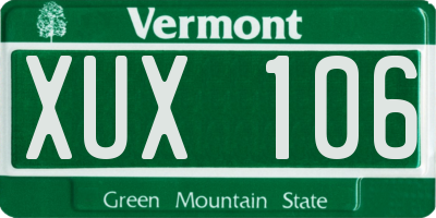 VT license plate XUX106