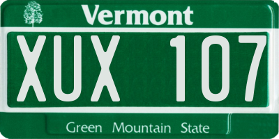 VT license plate XUX107