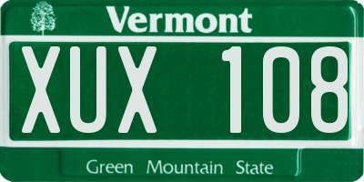 VT license plate XUX108
