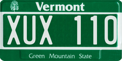 VT license plate XUX110