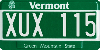 VT license plate XUX115