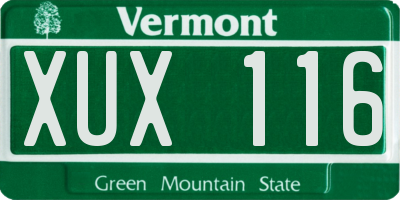 VT license plate XUX116
