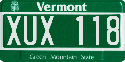 VT license plate XUX118