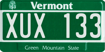 VT license plate XUX133