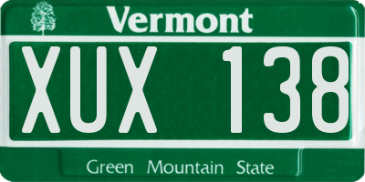 VT license plate XUX138