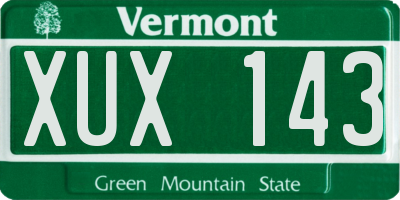 VT license plate XUX143
