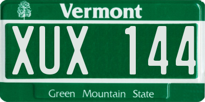 VT license plate XUX144