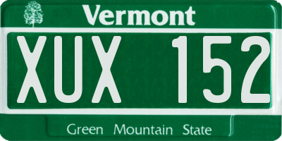 VT license plate XUX152