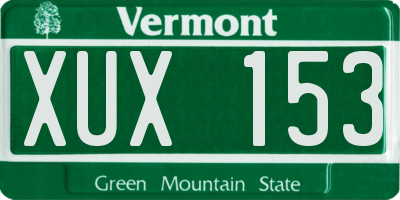 VT license plate XUX153