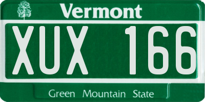 VT license plate XUX166