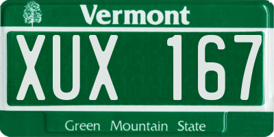 VT license plate XUX167