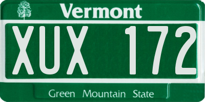 VT license plate XUX172