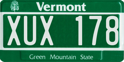 VT license plate XUX178