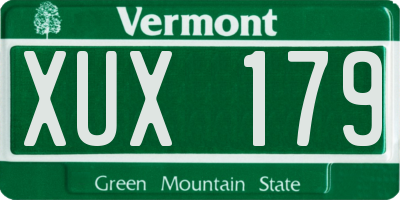 VT license plate XUX179