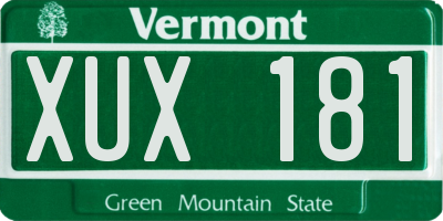 VT license plate XUX181