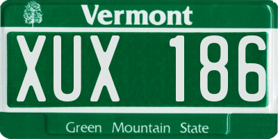 VT license plate XUX186
