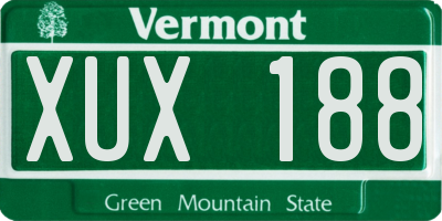 VT license plate XUX188