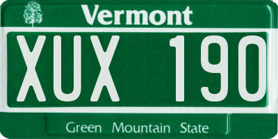 VT license plate XUX190