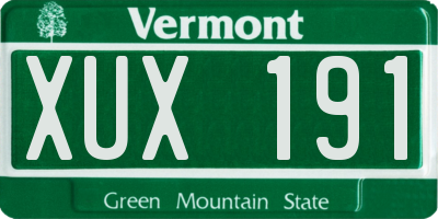 VT license plate XUX191