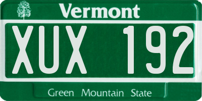 VT license plate XUX192