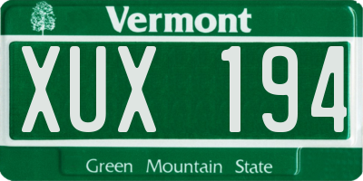 VT license plate XUX194