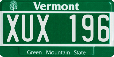 VT license plate XUX196