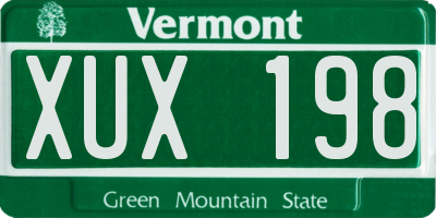 VT license plate XUX198