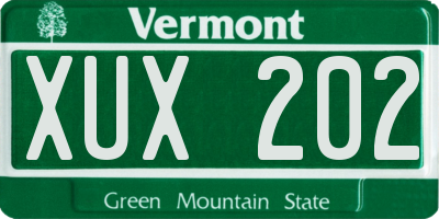 VT license plate XUX202