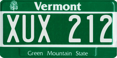 VT license plate XUX212