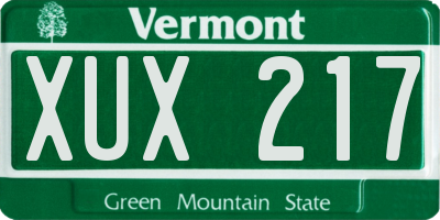 VT license plate XUX217