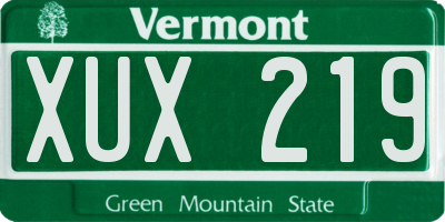 VT license plate XUX219