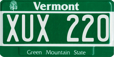 VT license plate XUX220