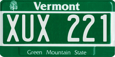 VT license plate XUX221