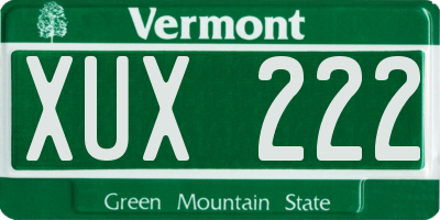VT license plate XUX222