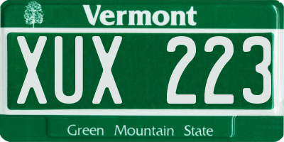VT license plate XUX223