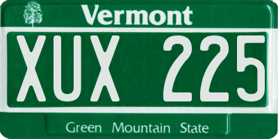 VT license plate XUX225