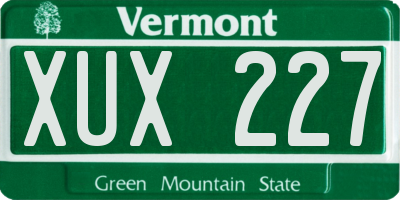 VT license plate XUX227