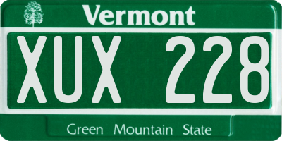 VT license plate XUX228