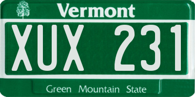 VT license plate XUX231