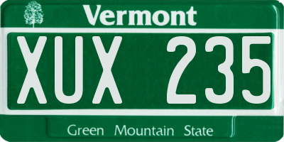 VT license plate XUX235