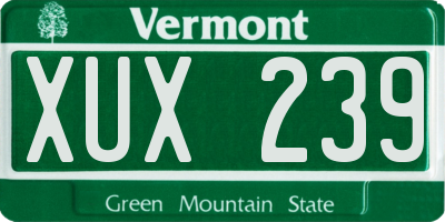 VT license plate XUX239