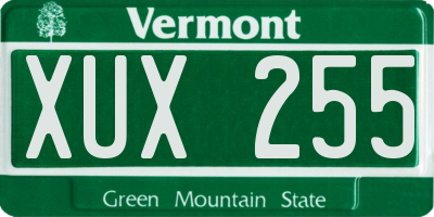 VT license plate XUX255