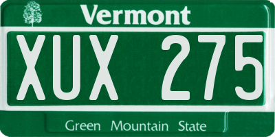 VT license plate XUX275